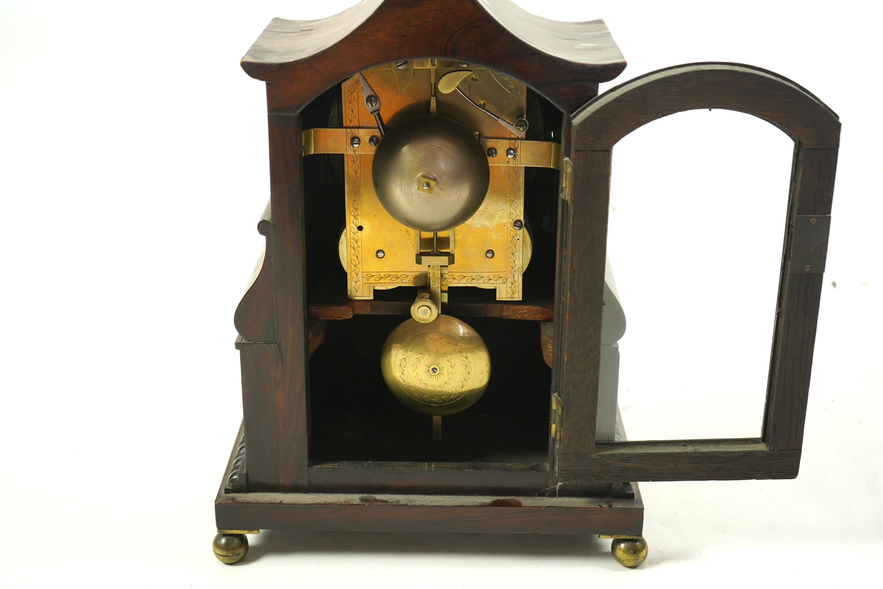 A Regency rosewood double fusee bracket clock, by C. Harris, Cornhill, London